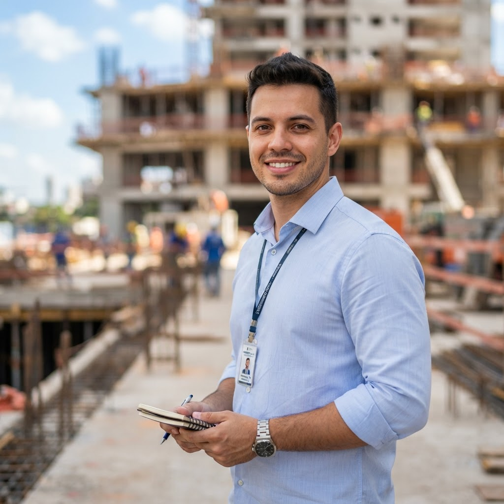 Ronan Roza, engenheiro civil, no canteiro de obras